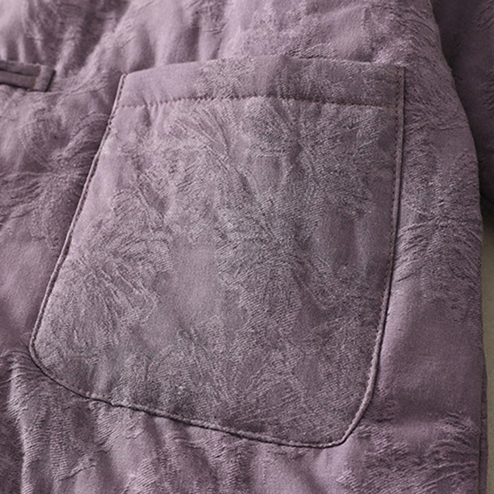 Veste à manches longues pour femme Buddha Stones, couleur unie, fermeture à boutons brandebourg et poches - image 2