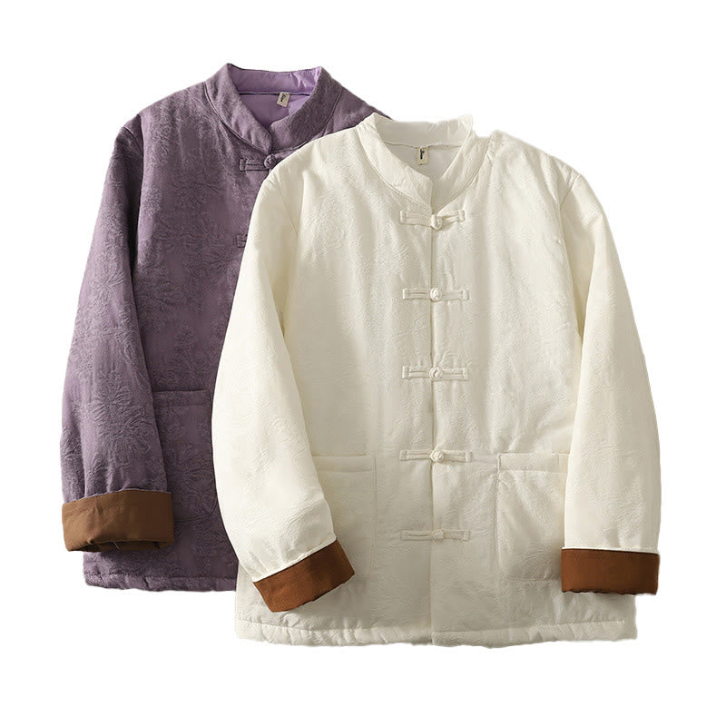 Veste à manches longues pour femme Buddha Stones, couleur unie, fermeture à boutons brandebourg et poches - image 16