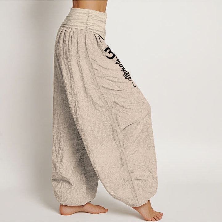 Buddha Stones Pantalon harem pour femme en pur coton à taille élastique et motif Namaste Om - image 16