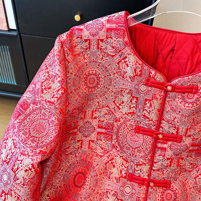 Veste à manches longues pour femme Buddha Stones, motif floral symétrique jacquard, avec poches - image 5