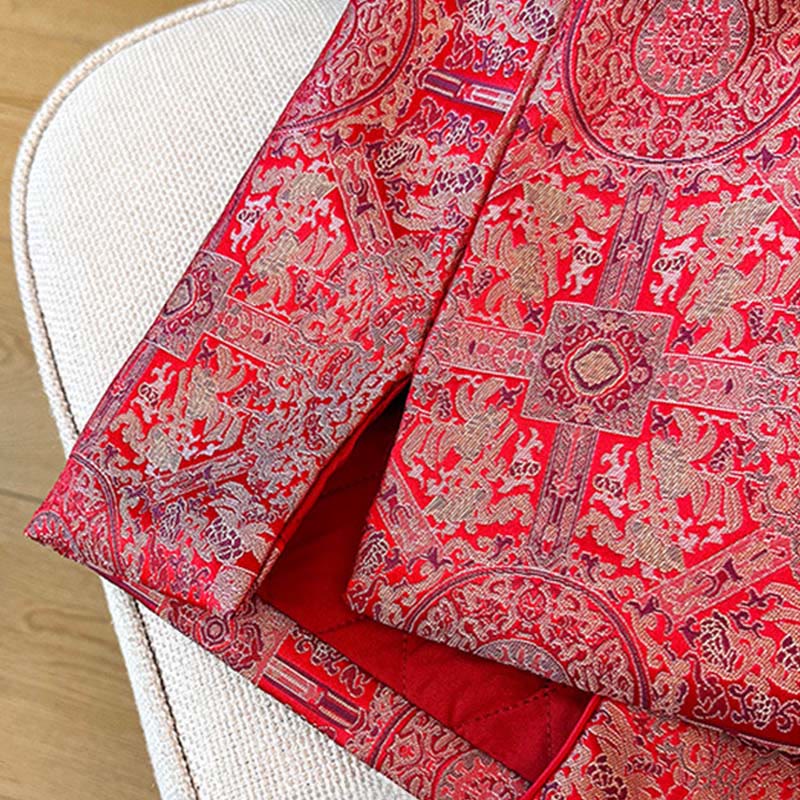 Veste à manches longues pour femme Buddha Stones, motif floral symétrique jacquard, avec poches - image 12