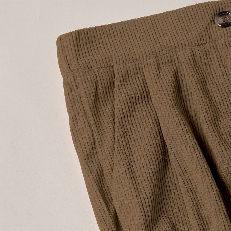 Pantalon droit décontracté en velours côtelé Buddha Stones pour femme avec poches - image 5