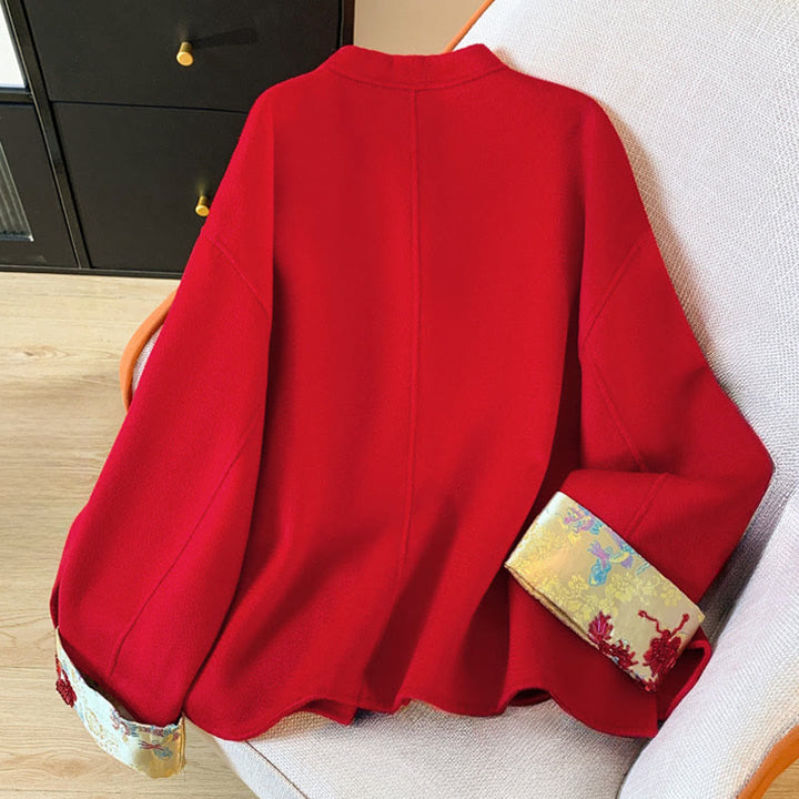 Veste d'hiver en coton à manches longues pour femme, avec poches et broderies de Buddha Stones - image 2