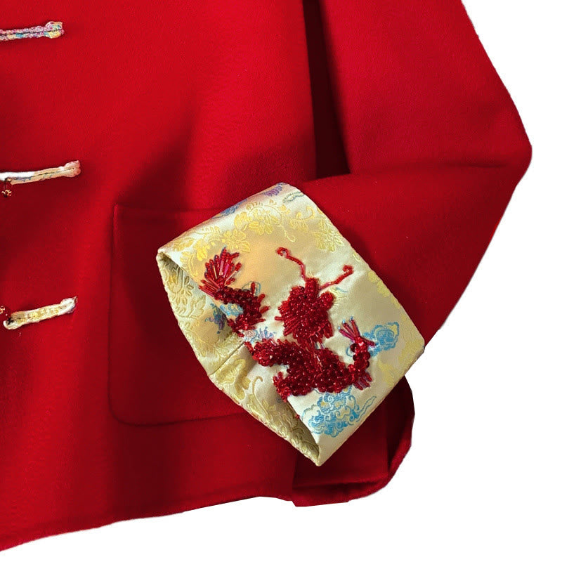 Veste d'hiver en coton à manches longues pour femme, avec poches et broderies de Buddha Stones - image 11