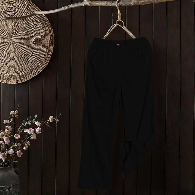 Pantalon droit décontracté en velours côtelé Buddha Stones pour femme avec poches - image 13