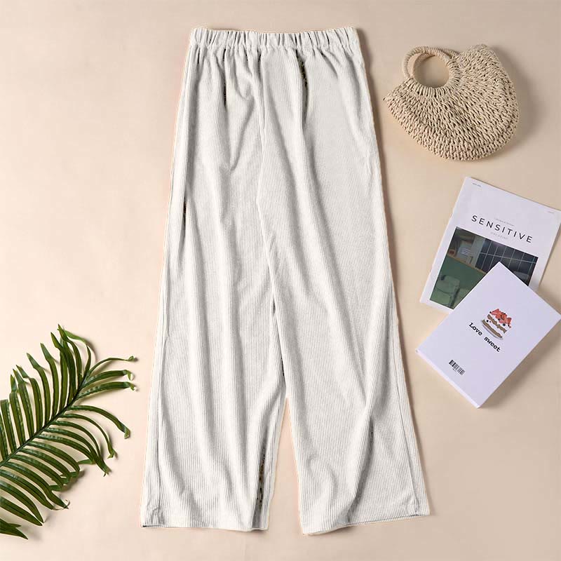 Pantalon droit décontracté en velours côtelé Buddha Stones pour femme avec poches - image 15