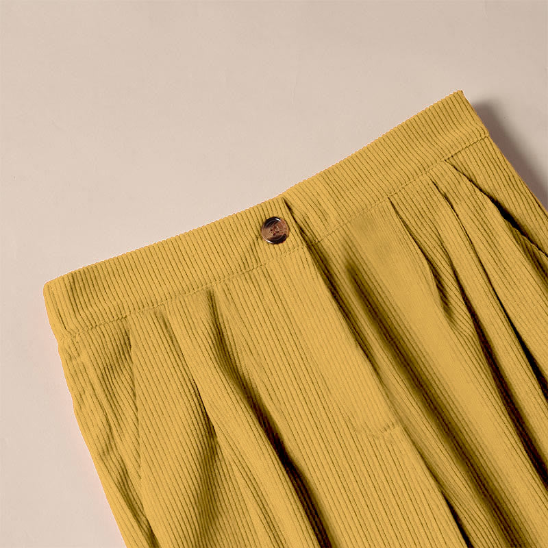 Pantalon droit décontracté en velours côtelé Buddha Stones pour femme avec poches - image 20