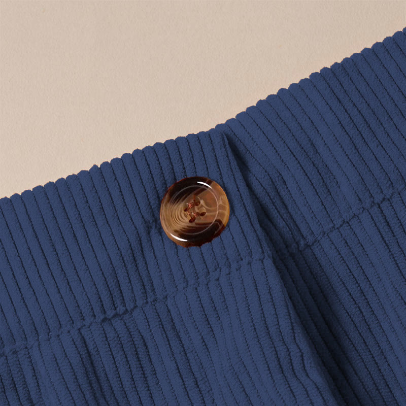 Pantalon droit décontracté en velours côtelé Buddha Stones pour femme avec poches - image 25