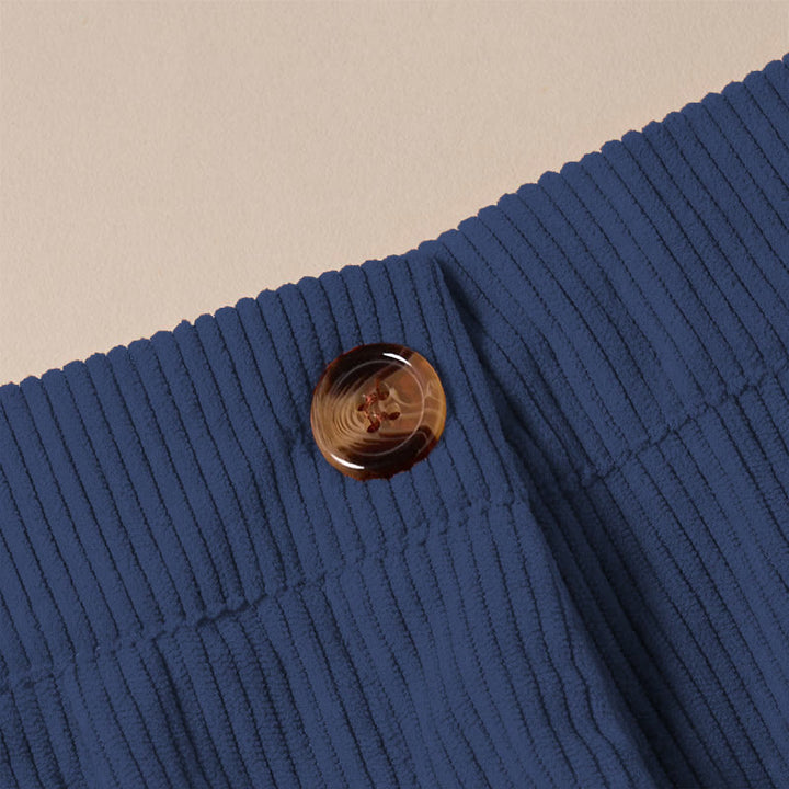 Pantalon droit décontracté en velours côtelé Buddha Stones pour femme avec poches - image 25