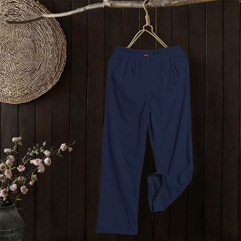 Pantalon droit décontracté en velours côtelé Buddha Stones pour femme avec poches - image 32