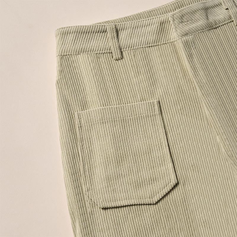 Pantalon large en velours côtelé uni et polyester Buddha Stones pour femme, avec boutons et poches - image 11