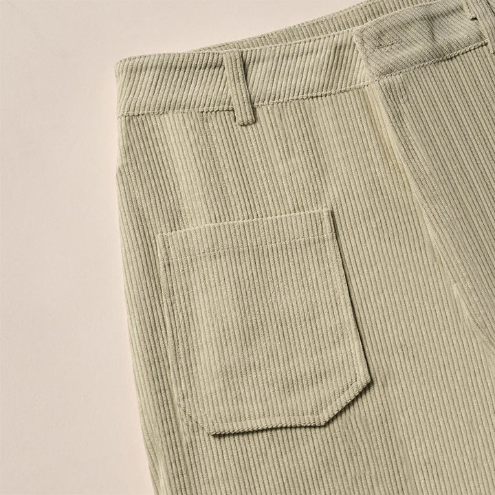 Pantalon large en velours côtelé uni et polyester Buddha Stones pour femme, avec boutons et poches - image 11