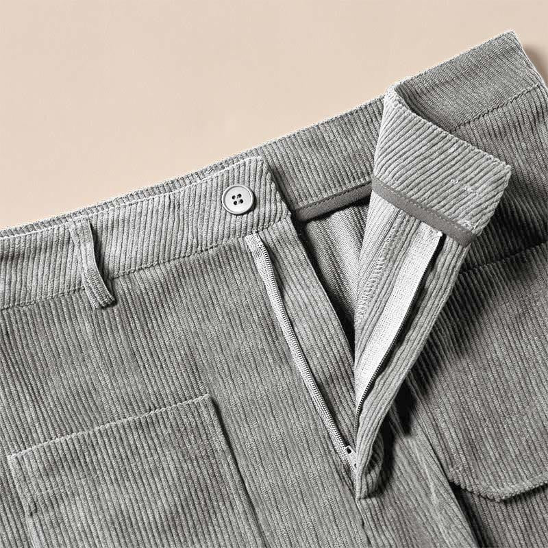 Pantalon large en velours côtelé uni et polyester Buddha Stones pour femme, avec boutons et poches - image 17