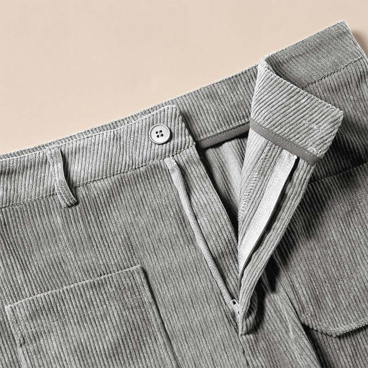 Pantalon large en velours côtelé uni et polyester Buddha Stones pour femme, avec boutons et poches - image 17