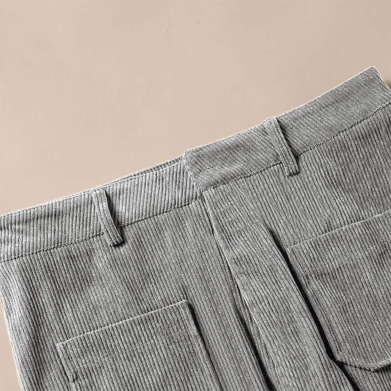 Pantalon large en velours côtelé uni et polyester Buddha Stones pour femme, avec boutons et poches - image 19