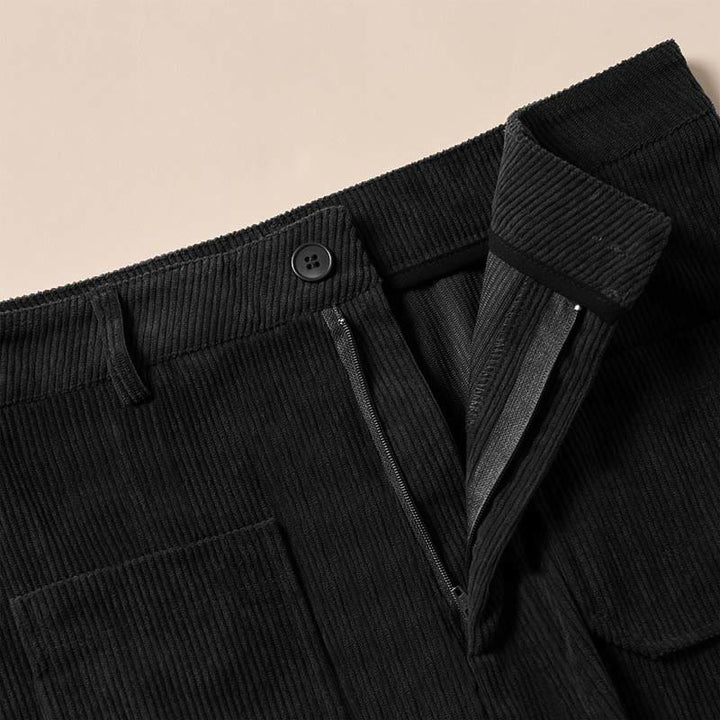 Pantalon large en velours côtelé uni et polyester Buddha Stones pour femme, avec boutons et poches - image 28