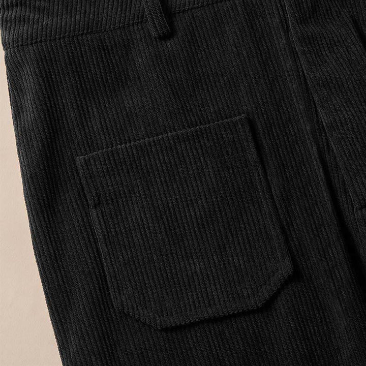 Pantalon large en velours côtelé uni et polyester Buddha Stones pour femme, avec boutons et poches - image 29