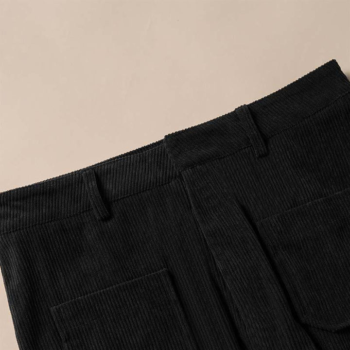 Pantalon large en velours côtelé uni et polyester Buddha Stones pour femme, avec boutons et poches - image 26