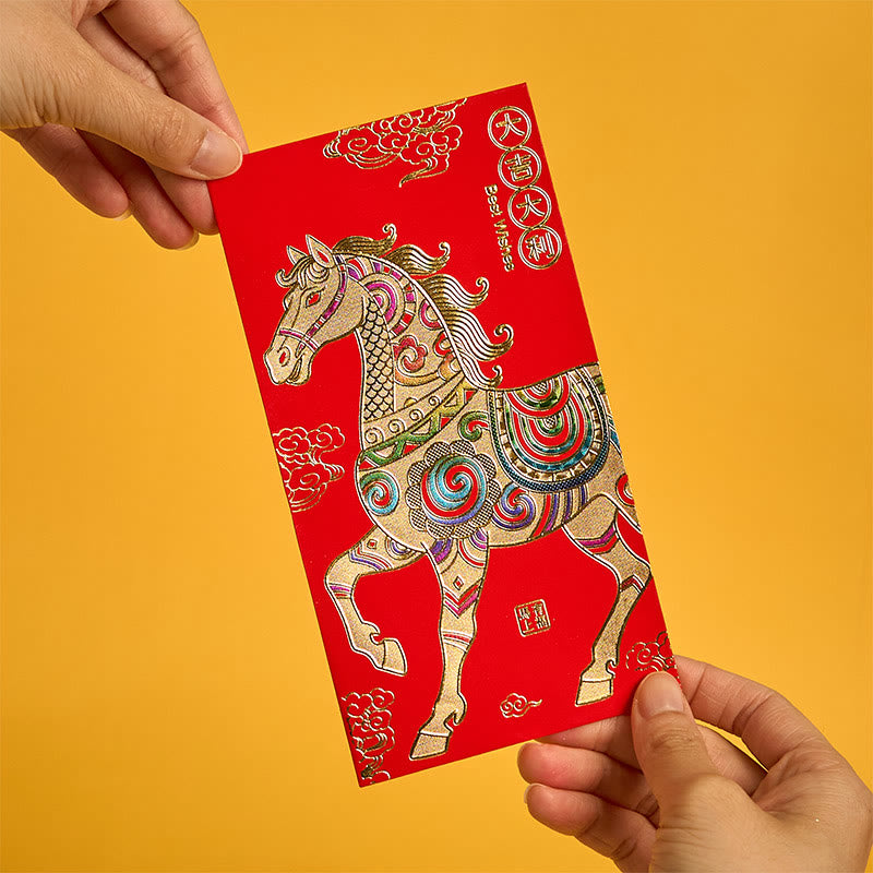 Lot de 6 enveloppes rouges chinoises en Buddha Stones, Année du Cheval, porte-bonheur, Nouvel An 2026 - image 2