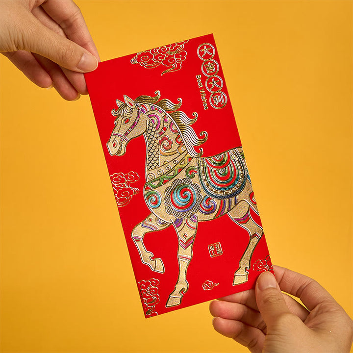 Lot de 6 enveloppes rouges chinoises en Buddha Stones, Année du Cheval, porte-bonheur, Nouvel An 2026 - image 2