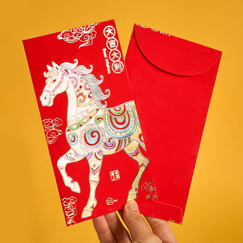 Lot de 6 enveloppes rouges chinoises en Buddha Stones, Année du Cheval, porte-bonheur, Nouvel An 2026 - image 3