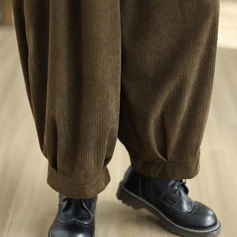 Pantalon Buddha Stones en velours côtelé pour femme, couleur unie, longueur cheville, design simple, avec poches, collection hiver - image 22