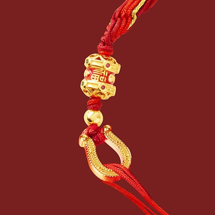 Buddha Stones Bracelet tressé rouge porte-bonheur en or 18 carats plaqué cuivre, représentant le personnage Fu de l'année du Cheval - image 9