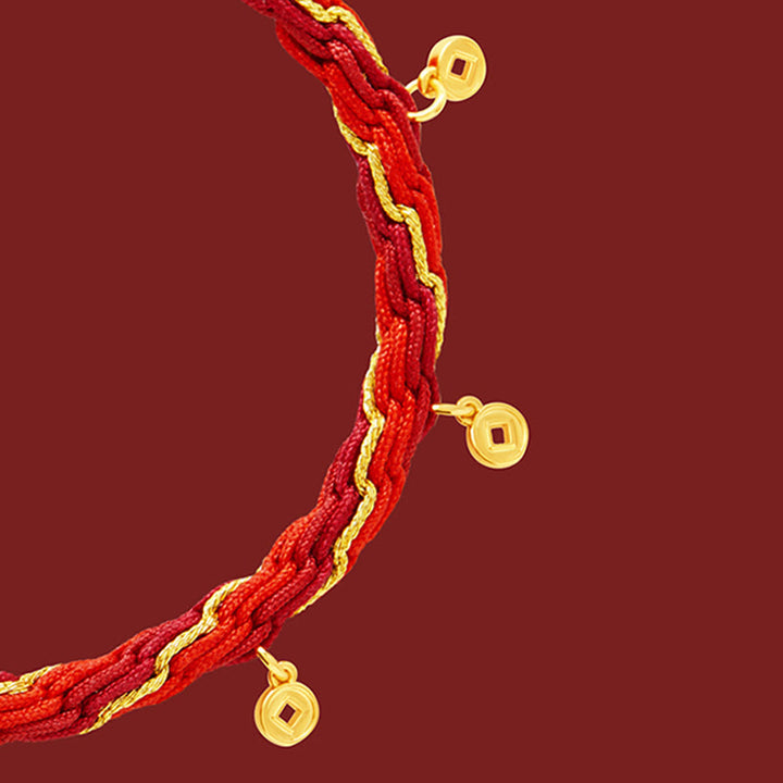 Buddha Stones Bracelet tressé rouge porte-bonheur en or 18 carats plaqué cuivre, représentant le personnage Fu de l'année du Cheval - image 11