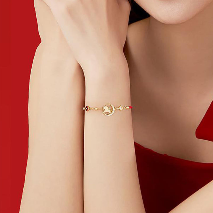 Bracelet en argent sterling 925 et zircons rouges, jade Hetian de Buddha Stones , année du cheval - image 4