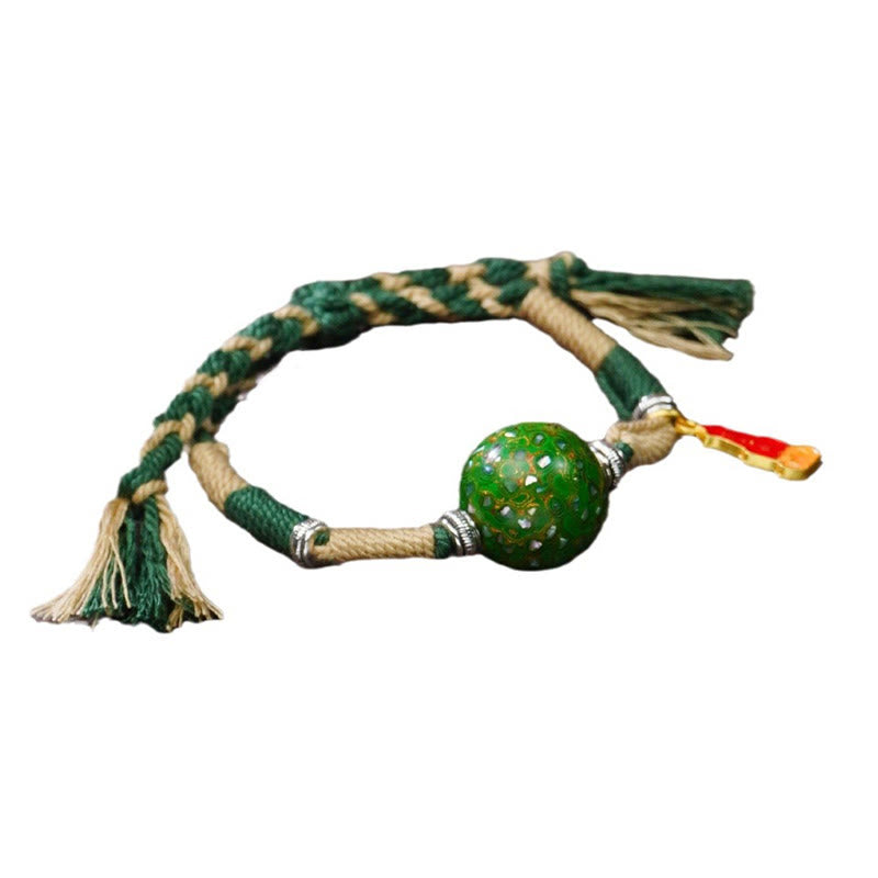 Bracelet en perles laquées multicolores tressées, orné de Buddha Stones - image 9