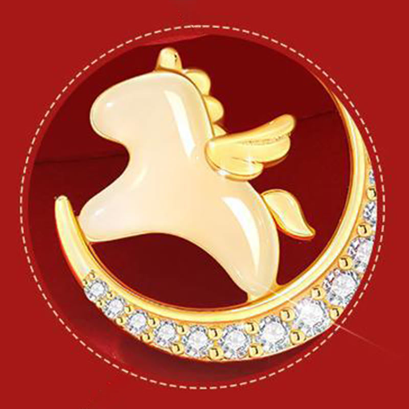 Collier pendentif en argent sterling 925, jade Hetian et zircon, Buddha Stones et symbole de l'année du Cheval - image 7