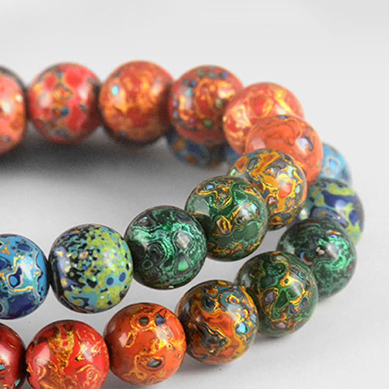 Bracelet de bénédiction en perles de calebasse, laque d'ébène et Buddha Stones - image 2