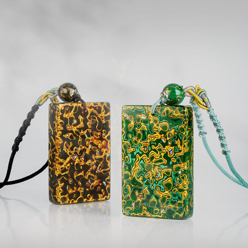 Collier pendentif de protection en bois de santal, laqué et orné de Buddha Stones, réalisé à la main. - image 22