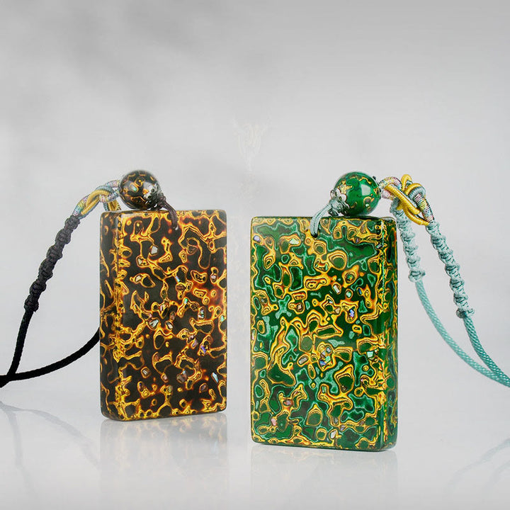 Collier pendentif de protection en bois de santal, laqué et orné de Buddha Stones, réalisé à la main. - image 22