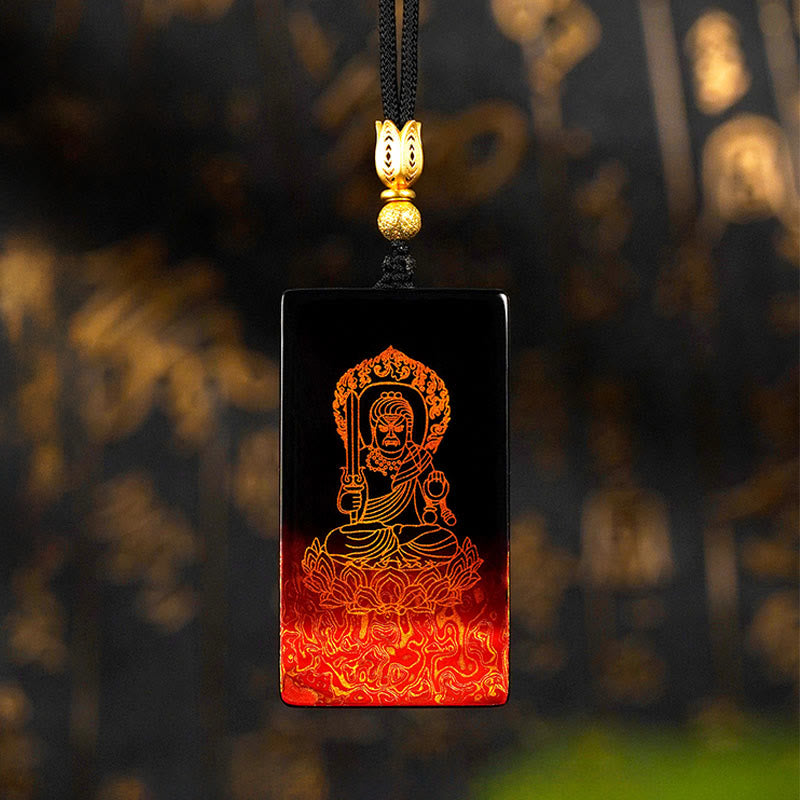 Collier pendentif en bois de santal , Buddha Stones, du zodiaque chinois et du caractère Fu du Bouddha natal, en laque. - Coq-Acalanatha - image 18