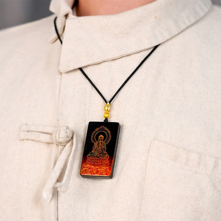 Collier pendentif en bois de santal , Buddha Stones, du zodiaque chinois et du caractère Fu du Bouddha natal, en laque. - image 27