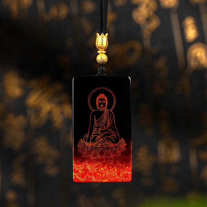 Collier pendentif en bois de santal , Buddha Stones, du zodiaque chinois et du caractère Fu du Bouddha natal, en laque. - Bouddha Chien/Cochon-Amitabha - image 19