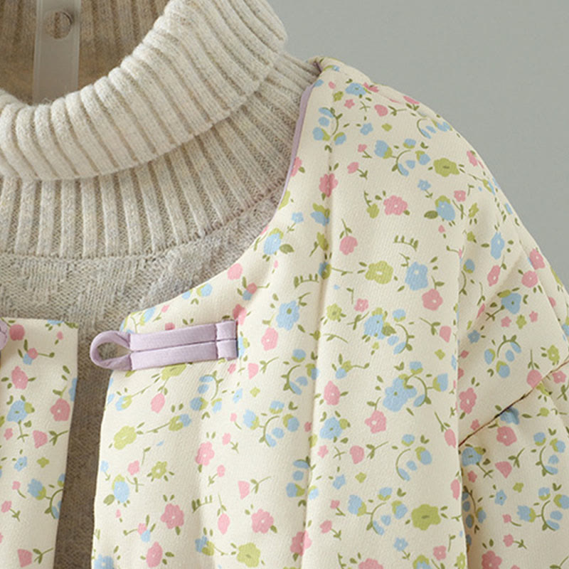 Veste épaisse en coton à manches longues et poches pour femme, motif floral, motif Buddha Stones - image 4