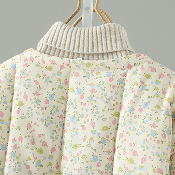 Veste épaisse en coton à manches longues et poches pour femme, motif floral, motif Buddha Stones - image 3