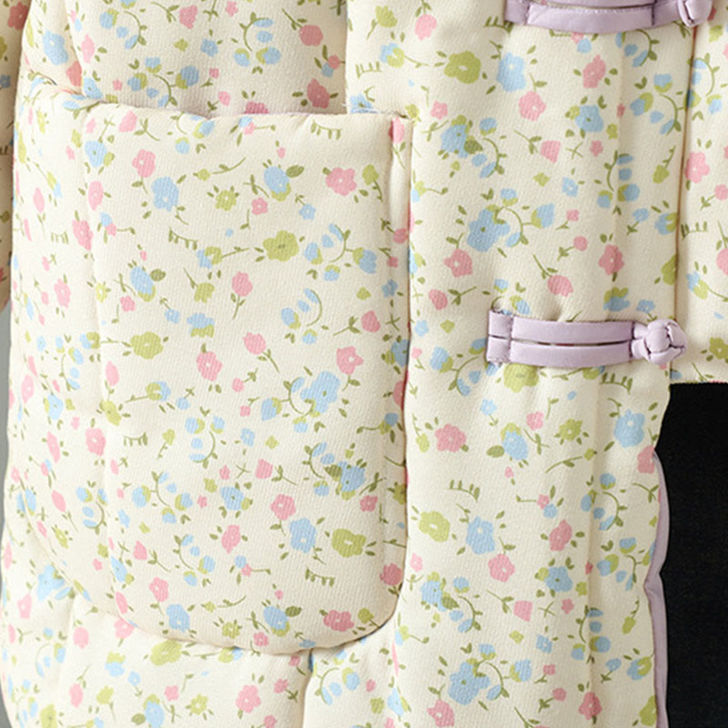 Veste épaisse en coton à manches longues et poches pour femme, motif floral, motif Buddha Stones - image 6