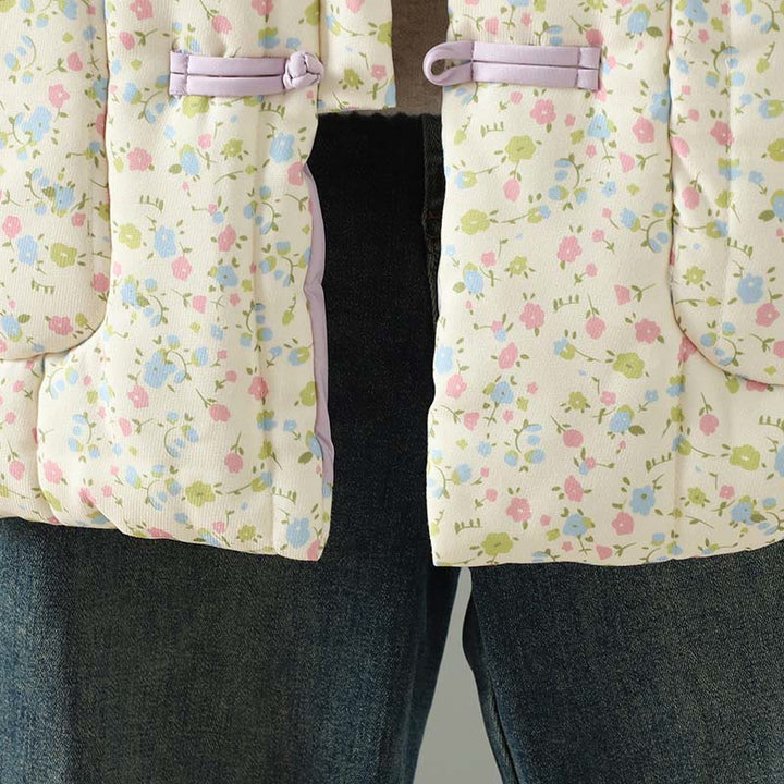 Veste épaisse en coton à manches longues et poches pour femme, motif floral, motif Buddha Stones - image 9