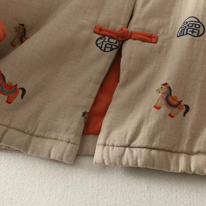 Veste épaisse à manches longues en coton pour femme, ornée d'un motif de cheval Fu et de Buddha Stones. - image 17