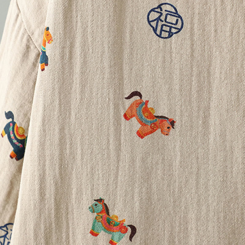 Veste épaisse à manches longues en coton pour femme, ornée d'un motif de cheval Fu et de Buddha Stones. - image 13