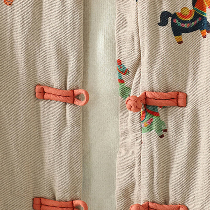 Veste épaisse à manches longues en coton pour femme, ornée d'un motif de cheval Fu et de Buddha Stones. - image 9