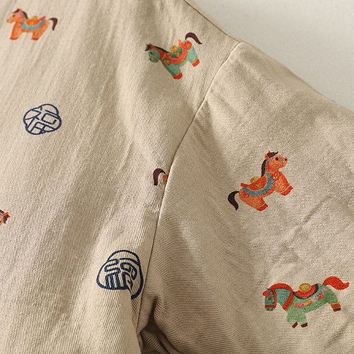 Veste épaisse à manches longues en coton pour femme, ornée d'un motif de cheval Fu et de Buddha Stones. - image 11