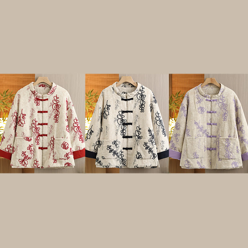 Veste d'hiver pour femme Buddha Stones, manches longues, col montant, boutons brandebourg, matelassée en coton, avec poches - image 27