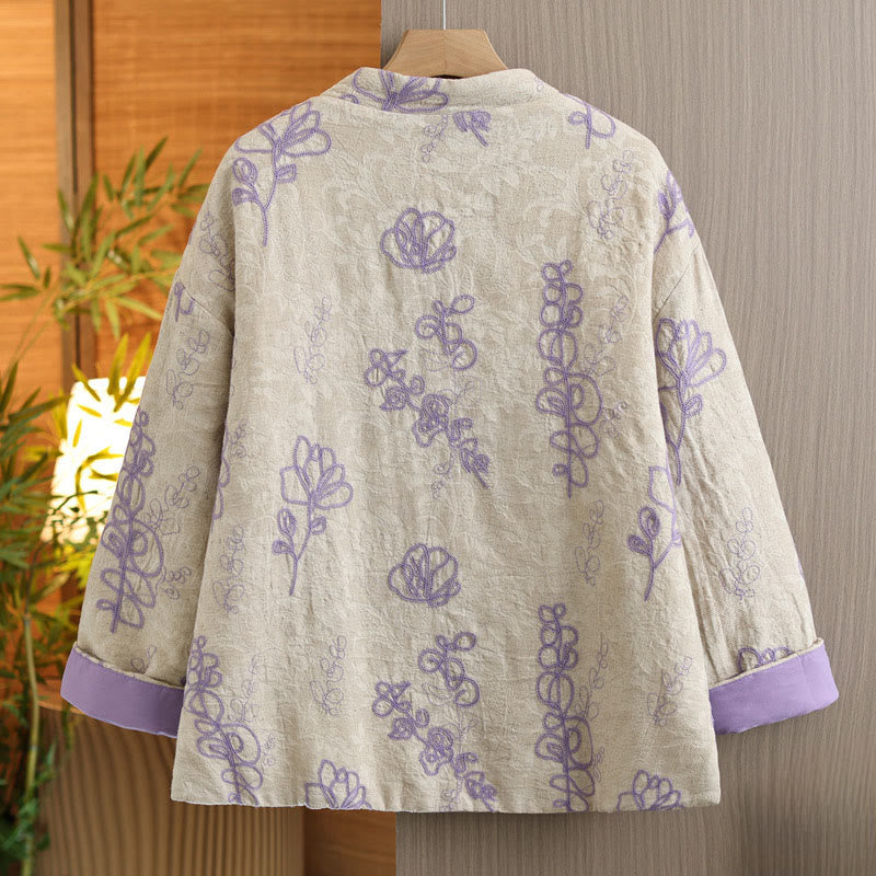 Veste d'hiver pour femme Buddha Stones, manches longues, col montant, boutons brandebourg, matelassée en coton, avec poches - image 8