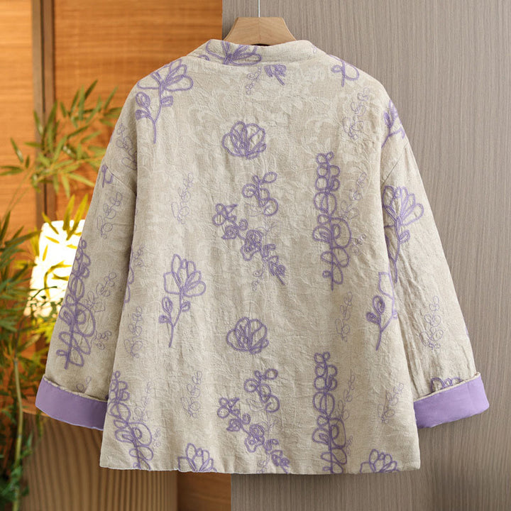 Veste d'hiver pour femme Buddha Stones, manches longues, col montant, boutons brandebourg, matelassée en coton, avec poches - image 8