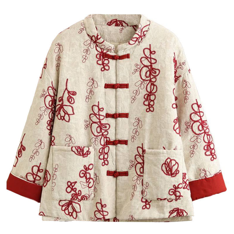 Veste d'hiver pour femme Buddha Stones, manches longues, col montant, boutons brandebourg, matelassée en coton, avec poches - image 6