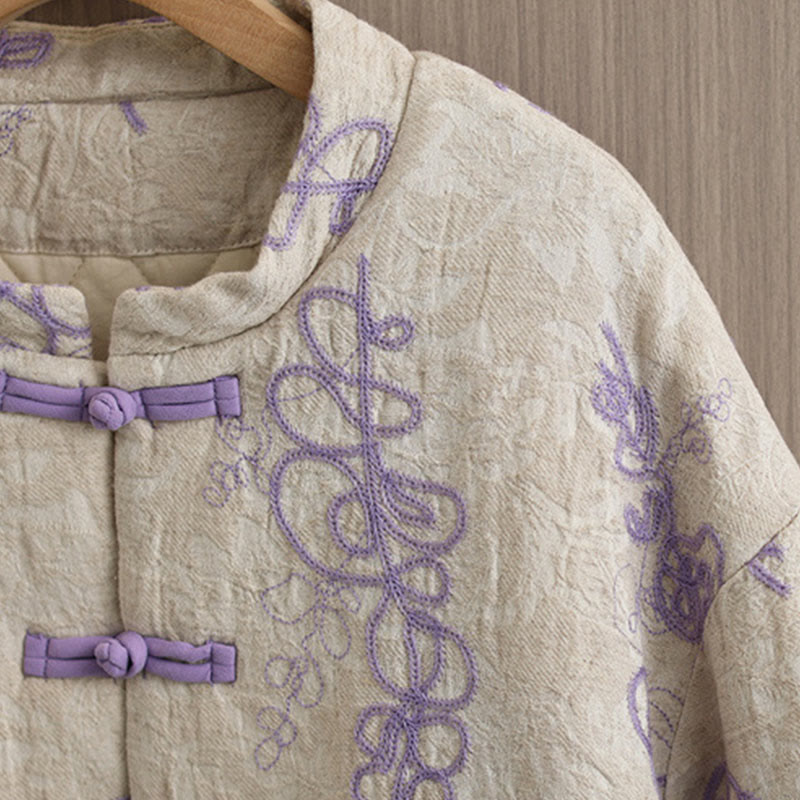 Veste d'hiver pour femme Buddha Stones, manches longues, col montant, boutons brandebourg, matelassée en coton, avec poches - image 11